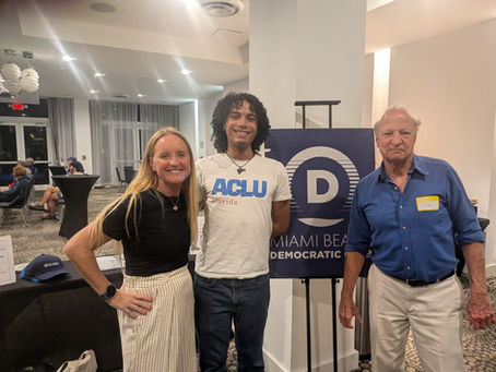 Club President Amanda Knapp, ACLU Organizer Dariel Gomez, Board Member Tim Johnson