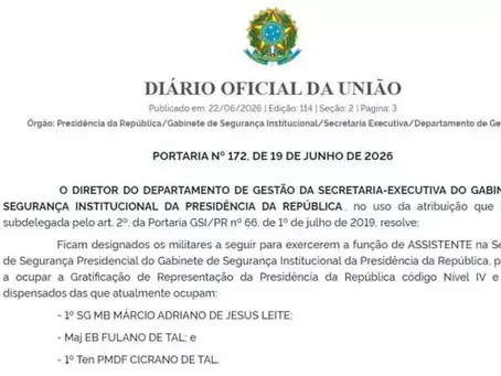 Governo federal nomeia “Fulano” e “Cicrano de tal” como assistentes do Gabinete de Segurança Institucional de Lula