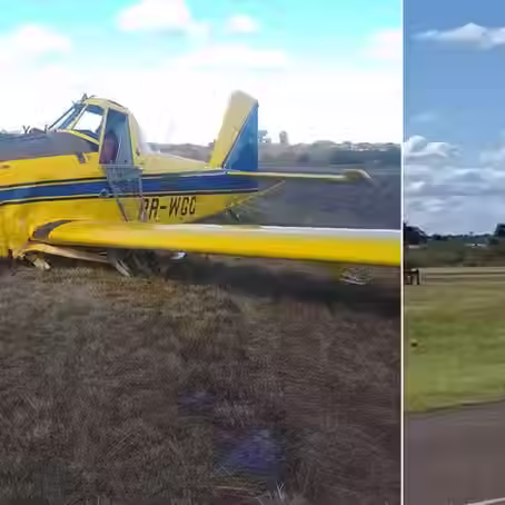 Avião agrícola faz pouso de emergência no RS após falha em sistema de controle