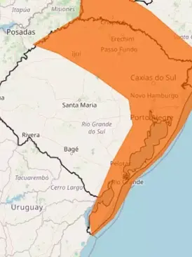 Inmet emite alerta laranja de tempestade para o RS