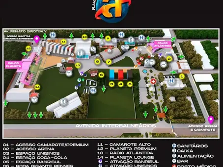 Confira o mapa e line up do festival Planeta Atlântida.