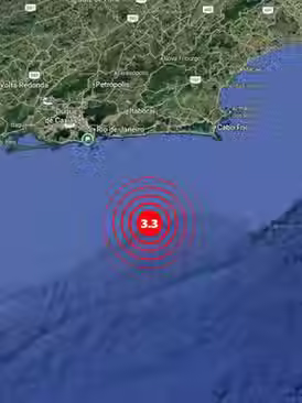 Tremor de terra de magnitude 3,3 é registrado no litoral do RJ