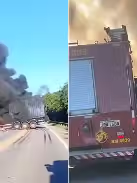 Caminhões batem de frente, pegam fogo e acidente bloqueia trecho da BR-392 no Sul do RS; uma pessoa morreu