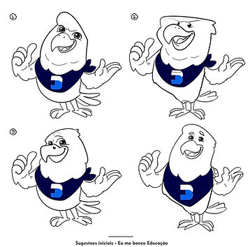 Exemplos de Rascunhos durante a etapa de criação de personagem e mascotes empresariais. Dessa forma, conseguimos o melhor resultado para que o mascote da sua empresa seja notável e marcante.