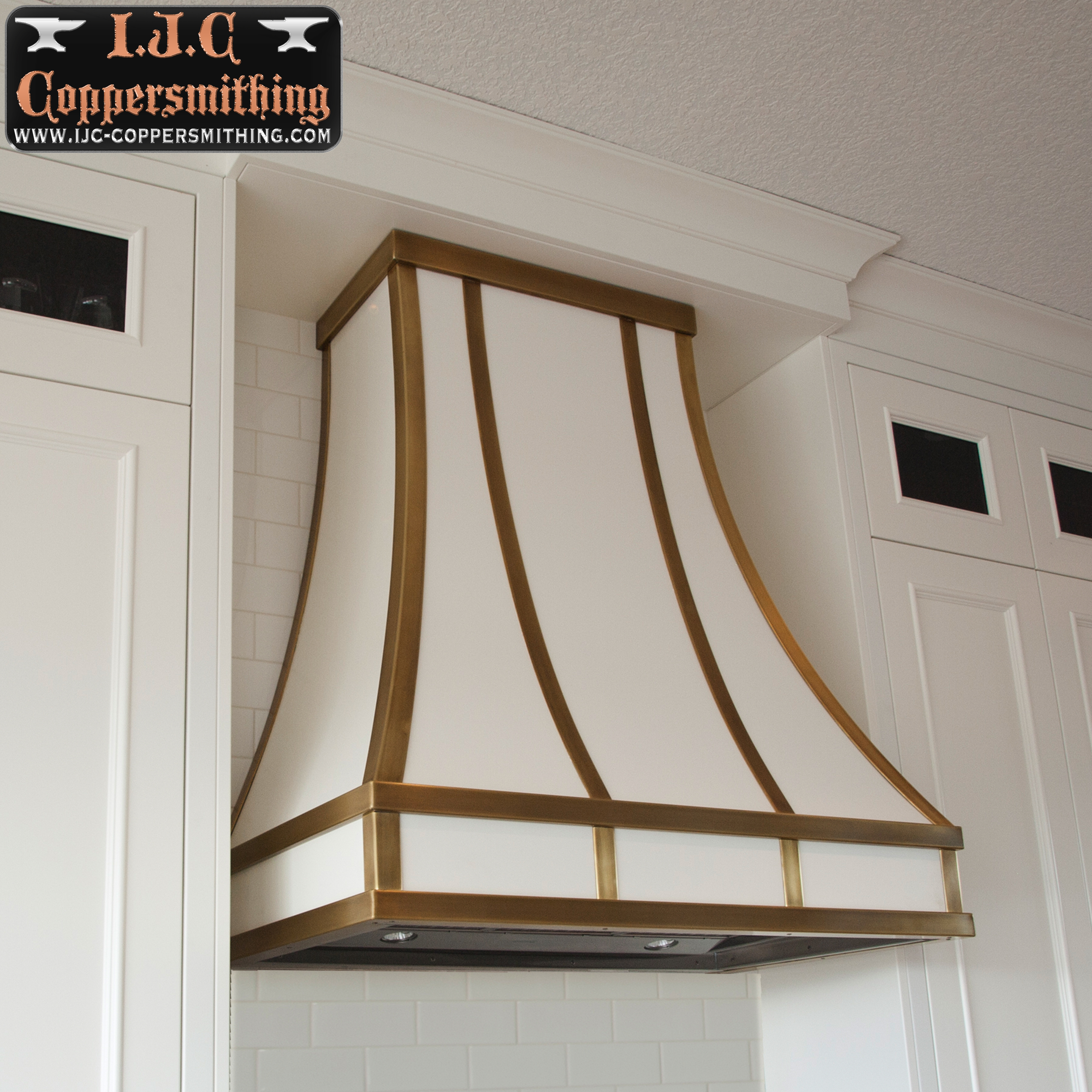 White & Brass Range Hood