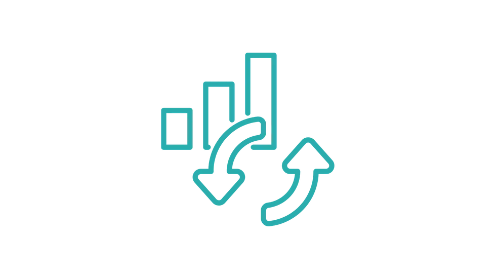 A graph with two arrows underneath going round in a circle to represent ''reconnecting with leadership''.