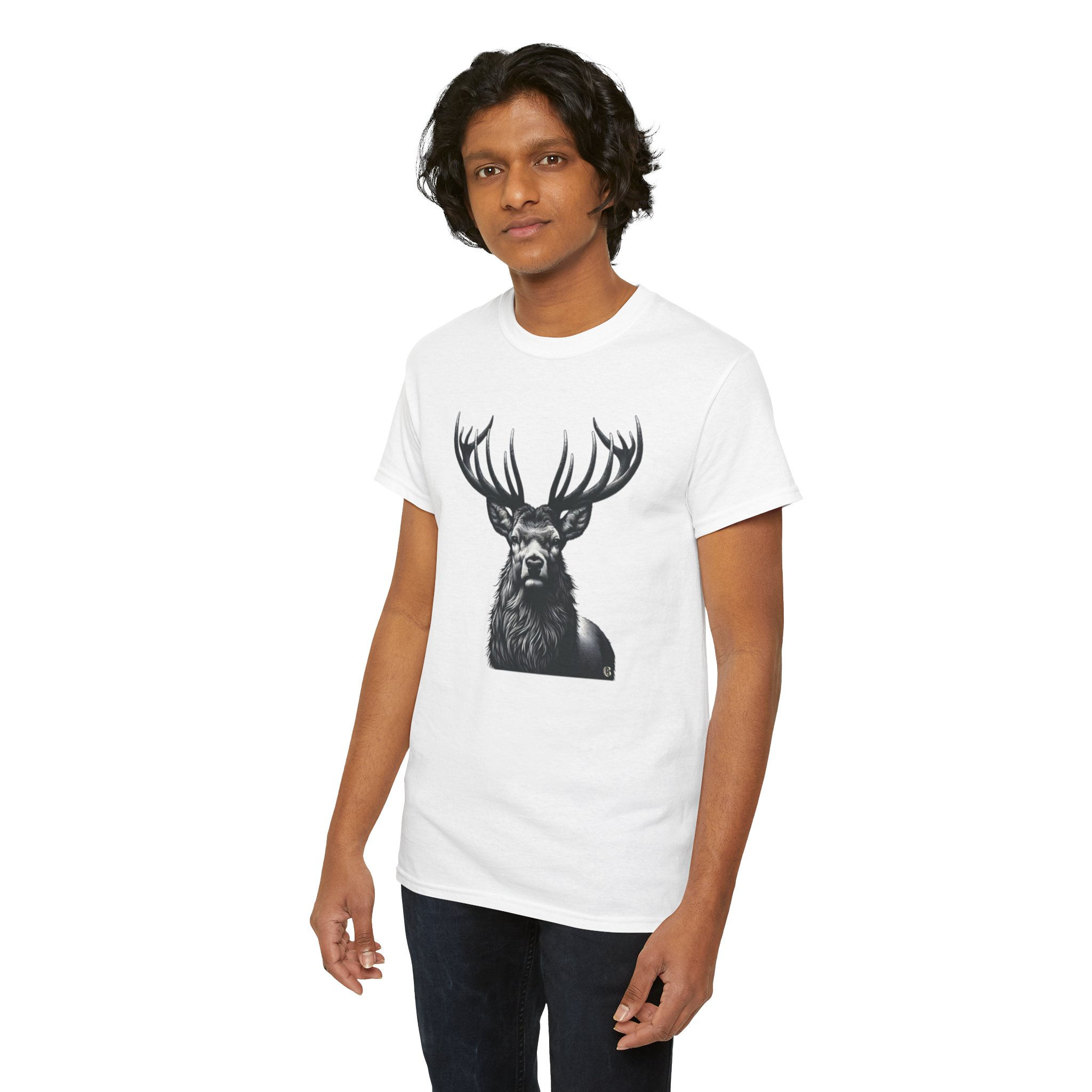 Stag Tee (sizes: S-5X; colors: white, black, ice grey) - TG011