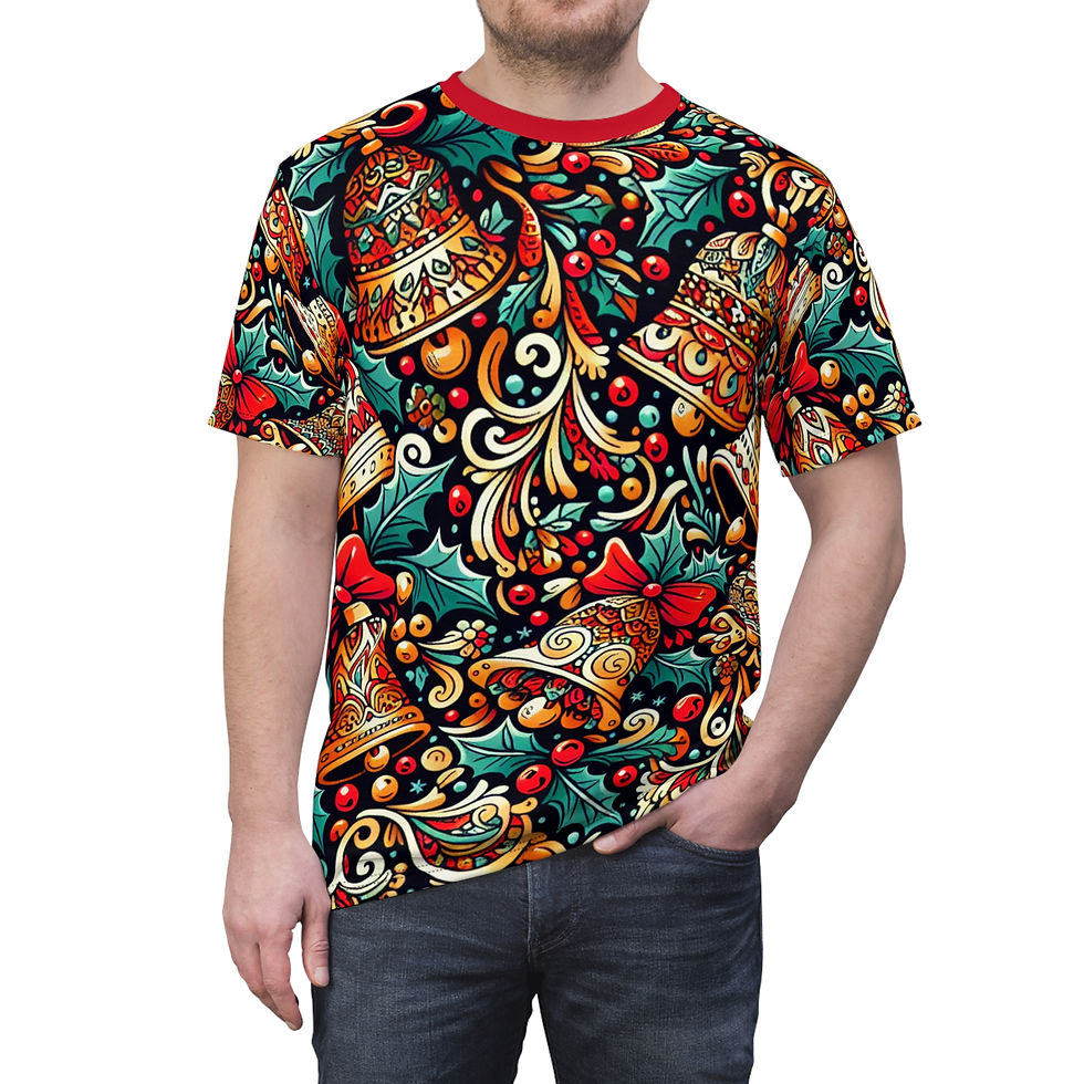 Festive Holiday Unisex Cut & Sew Tee - Vibrant Christmas Design