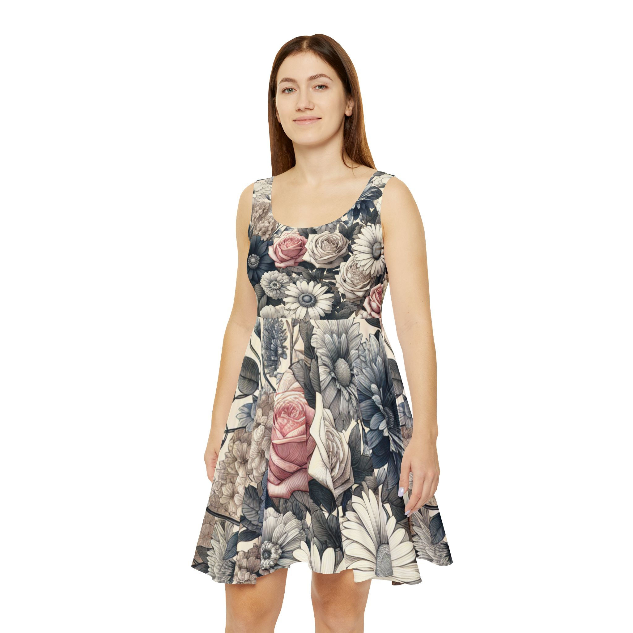 Floral Women's Skater Dress - Elegant Summer Fashion