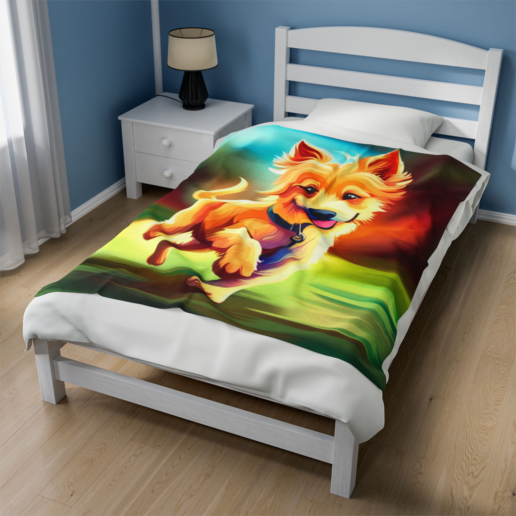 Child's Puppy Velveteen Plush Blanket (2 sizes: 40"x30" & 60"x50")