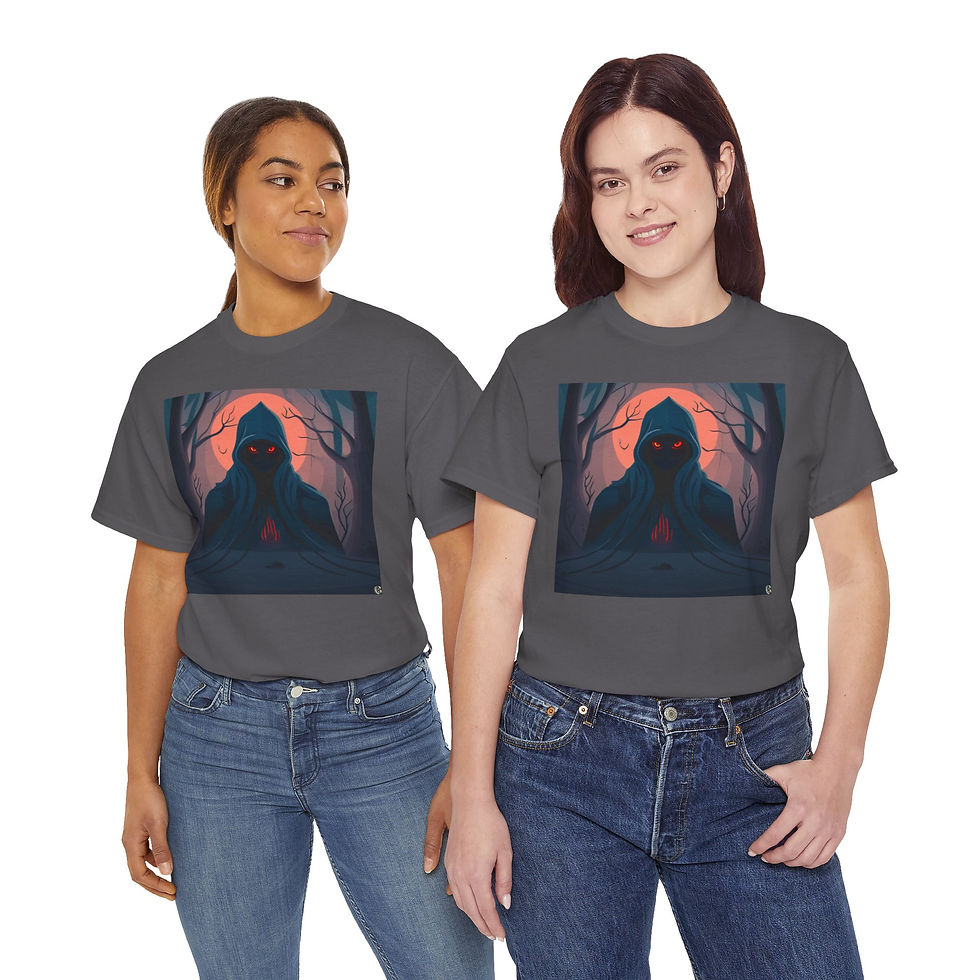 Spooky Cotton Tee (sizes: S-5X; colors: black, charcoal, navy blue) - TG037