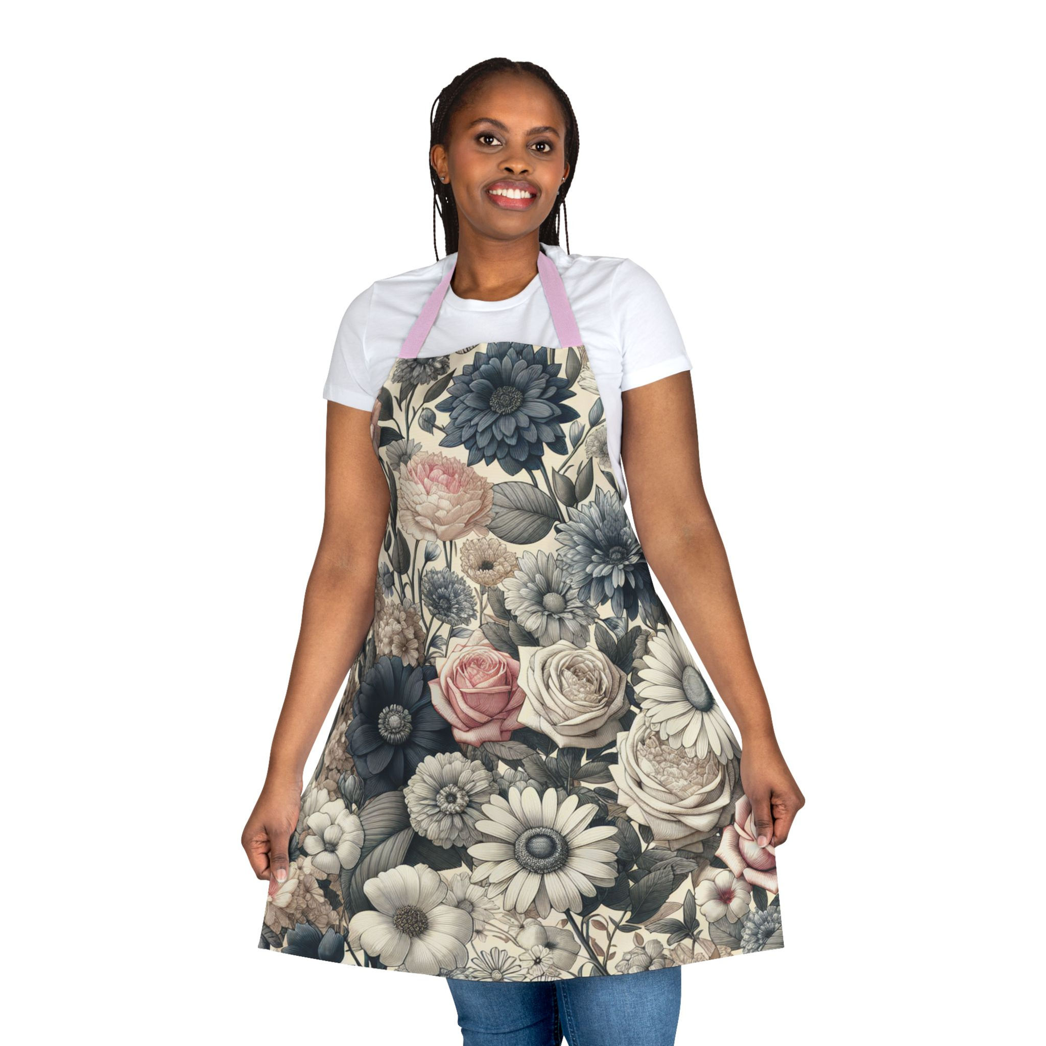 Floral Print Apron - Stylish Kitchen Wear for Cooking & Baking