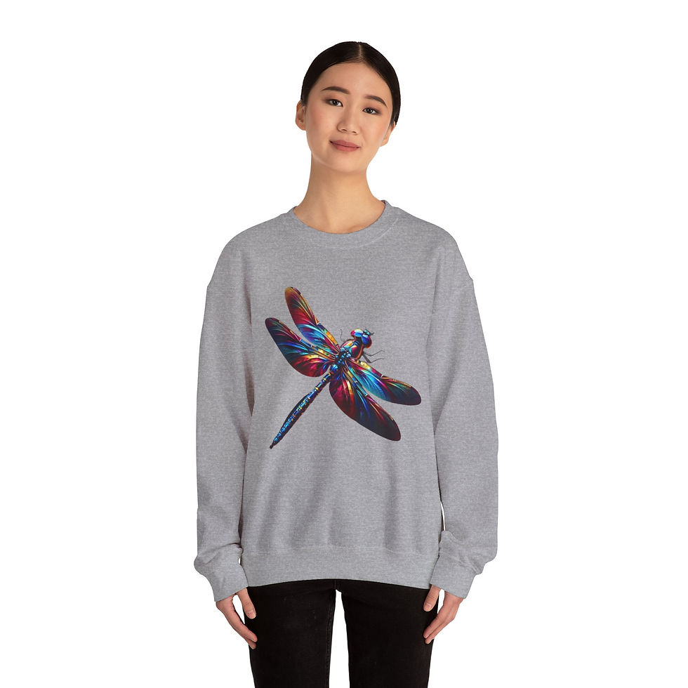 Dragonfly Crewneck Sweatshirt (sizes: S-3X; colors: black, white, grey)