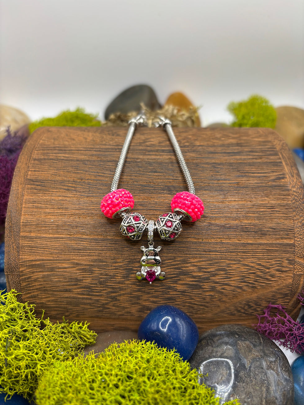 Thumbnail: Pandora 925 Hippo Charm on a Snake Chain Bracelet