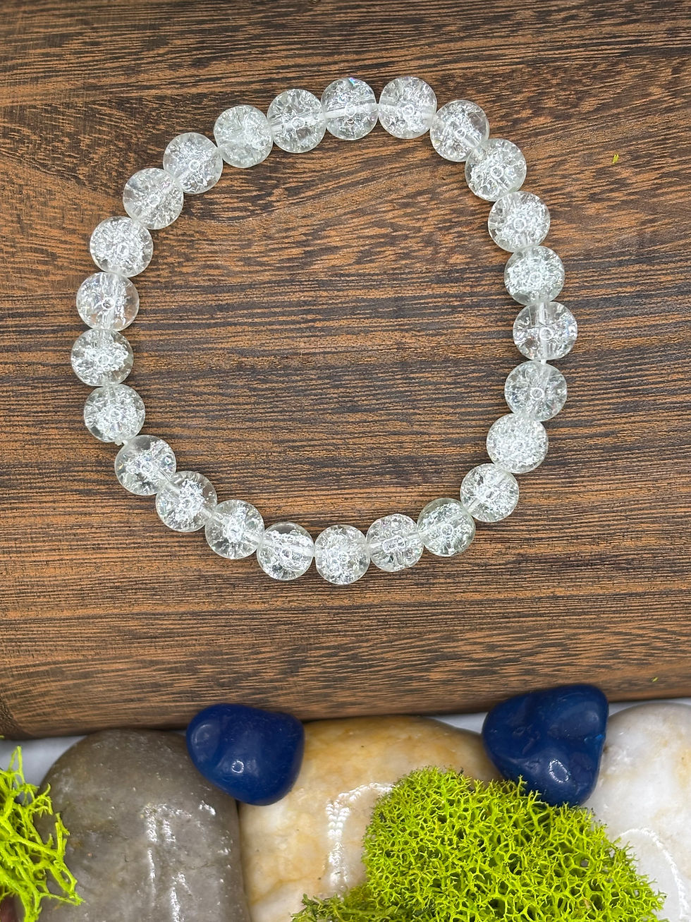 Thumbnail: Clear Crackle Glass Bead Bracelet