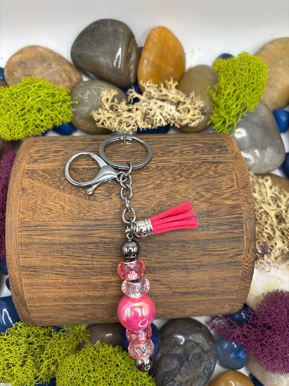 Thumbnail: Pink Monochrome Metal Keychain with a Lobster Clasp