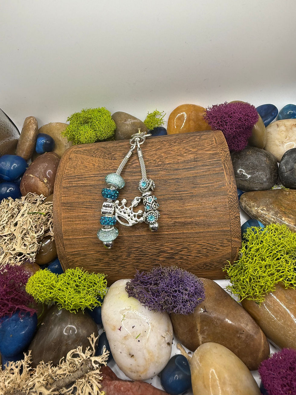 Thumbnail: White Ribbon Heart and Crown Snake Chain Keychain