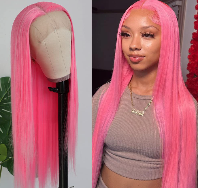 Thumbnail: Light Pink Transparent Lace Frontal Wig 13x4