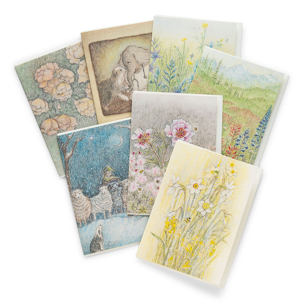 Set of 5 Greeting Cards, your choice