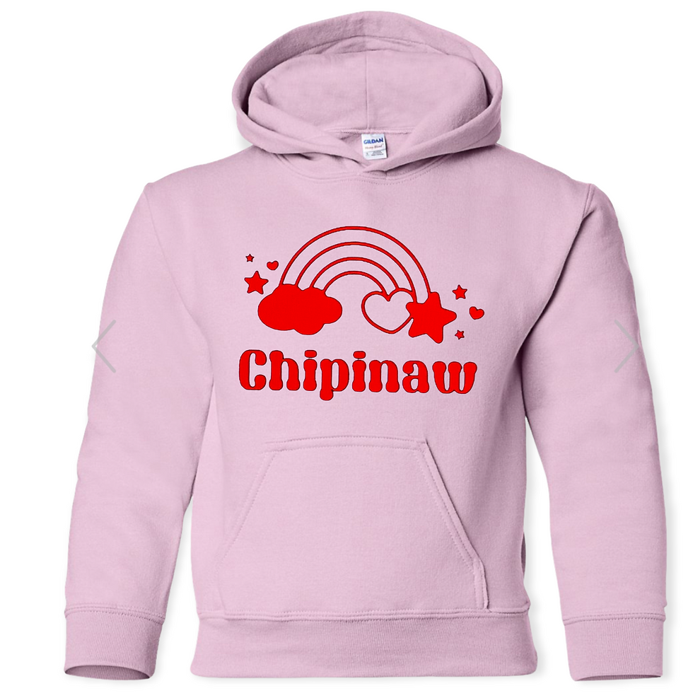 Thumbnail: Rainbow, Hearts and Stars Youth Pink Sweatshirt 