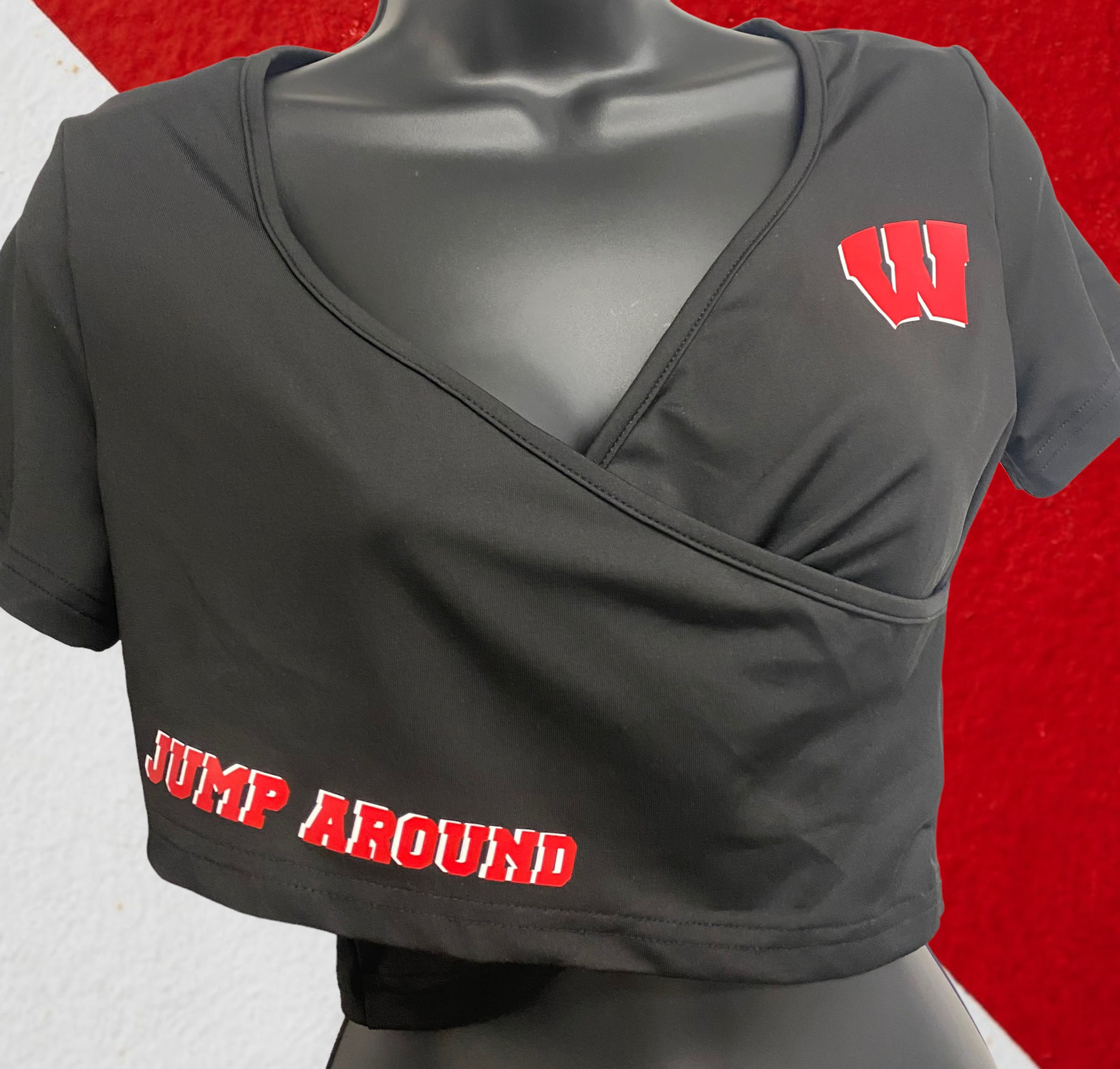 Personalized College Black Solid Crossover Crop Tee