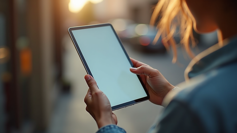 Close-up van een tablet met een eenvoudige app voor ouderen