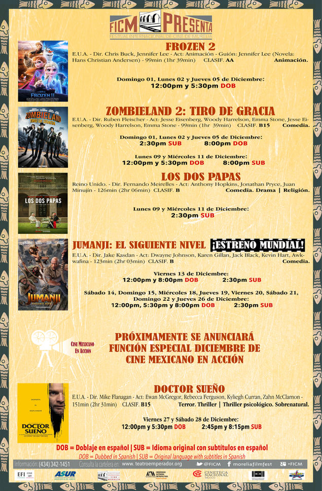 Cartelera del mes de Diciembre ¡Nos Vemos en el Cine!