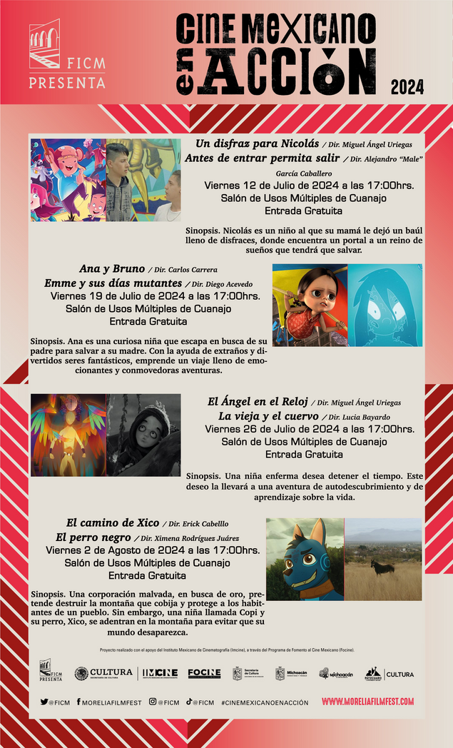 Cine Mexicano en Acción 2024 presenta: Cartelera de julio en Cuanajo.