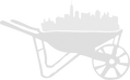 a wheelbarrow holding the skyline of NYC