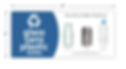 Standardized recycling label for glass, cans, and plastic with 4x9 inch dimensions shown