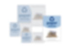 Cluster of standardized labels for paper recycling highlighting size 10 inch x 7 inch