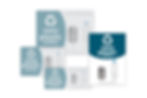 Cluster of standardized cans and plastic recycling labels with 10x7 size highlighted