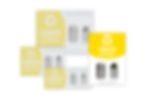 Set of standardized recycling labels – 10x7 aluminum, steel, and tin cans decal highlighted among size options.