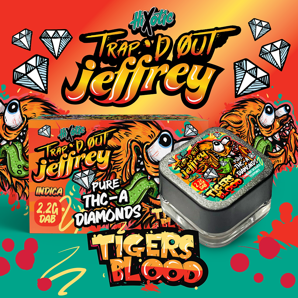 Thumbnail: R-Trap'd Out Jeffrey Diamond Dabs - Tiger's Blood (Indica)