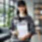 DALL·E 2025-01-27 15.46.56 - A female courier in a professional yet approachable uniform h