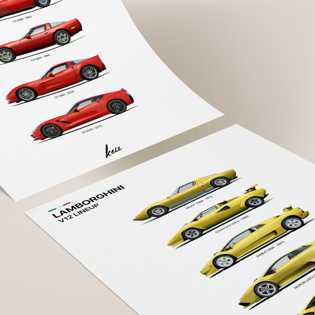Lamborghini V12 Lineup poster (frame optional)