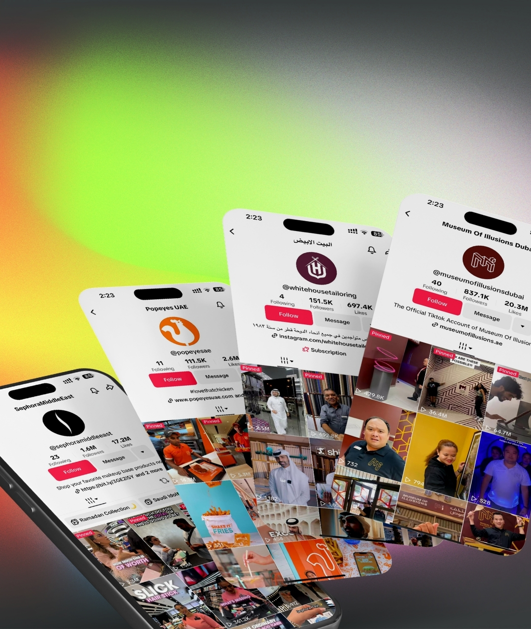 Content creation phone mockups collage