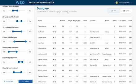 WSO is a web application that empowers coaches with ease to recruit players