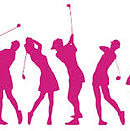 Pink silouette golfers