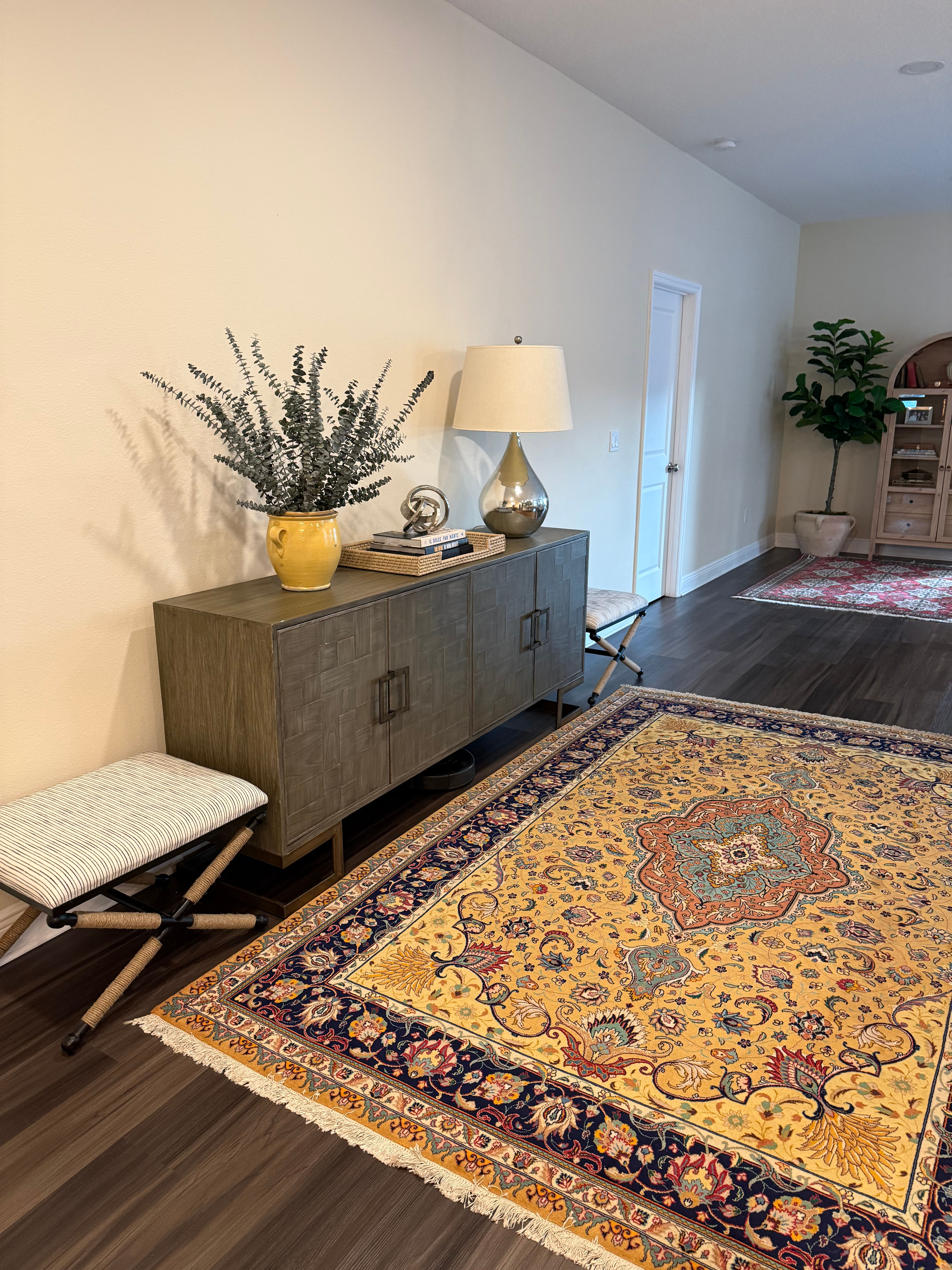 Tabriz Persian Rug 9.7x6.5 ft | Hand Knotted Wool & Cotton Oriental Area Rug