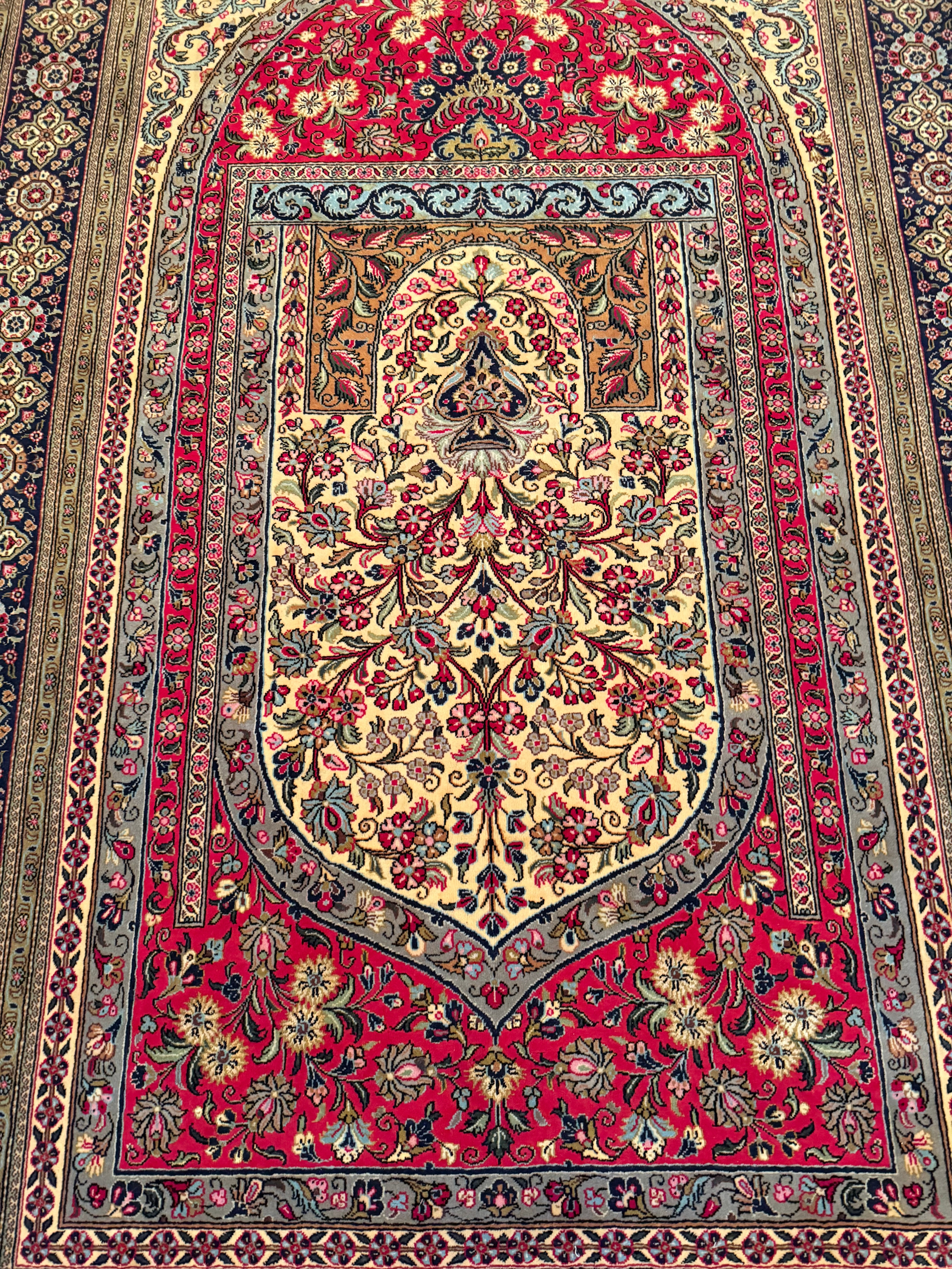 Antique Hand Knotted Wool Rug, Vintage Oriental Persian Area Rug, Floral 7.2x4.8