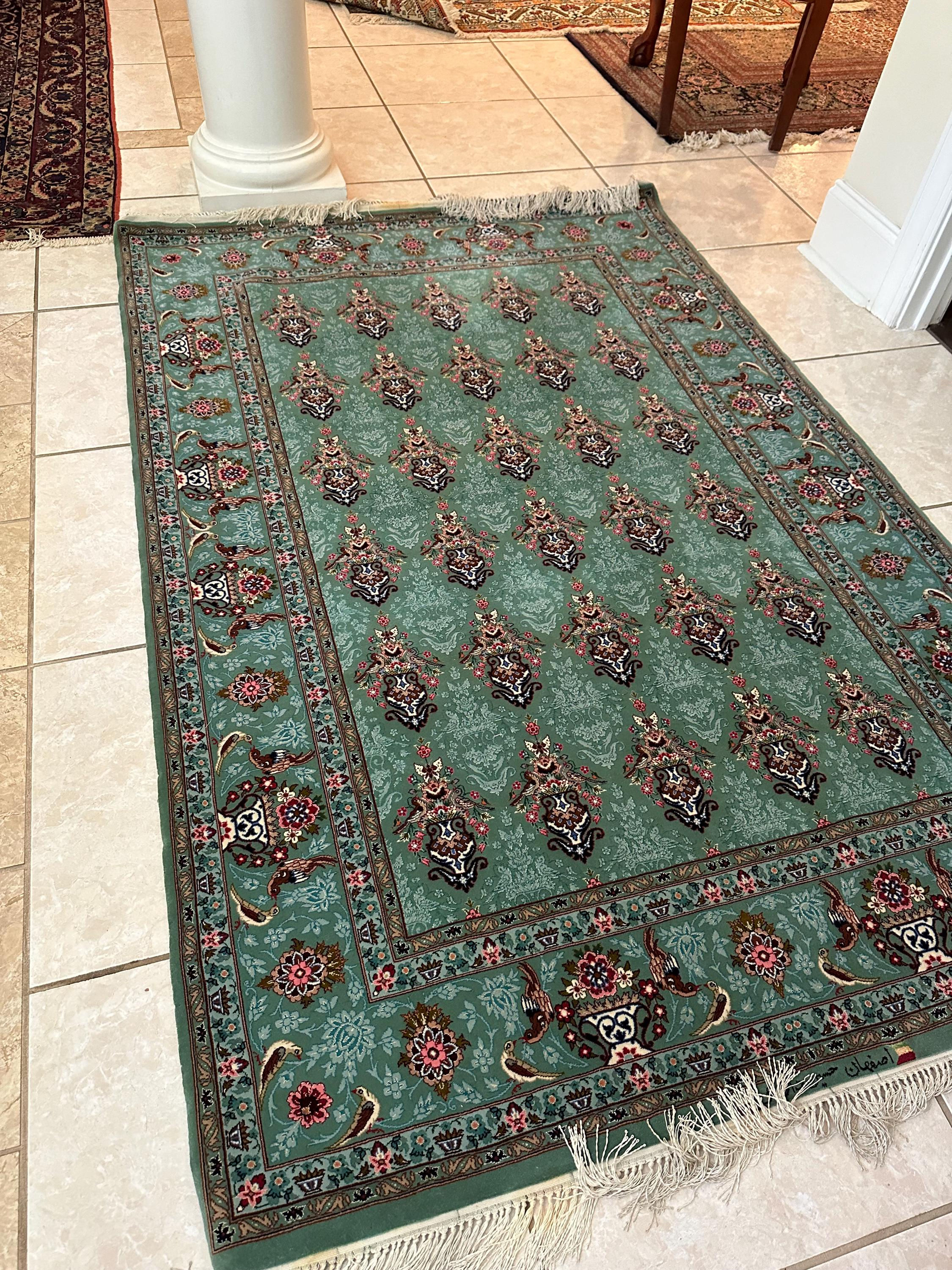 Luxury Persian Isfahan Vaso Rug 6.6x4.3 ft | Hand Knotted Wool & Silk