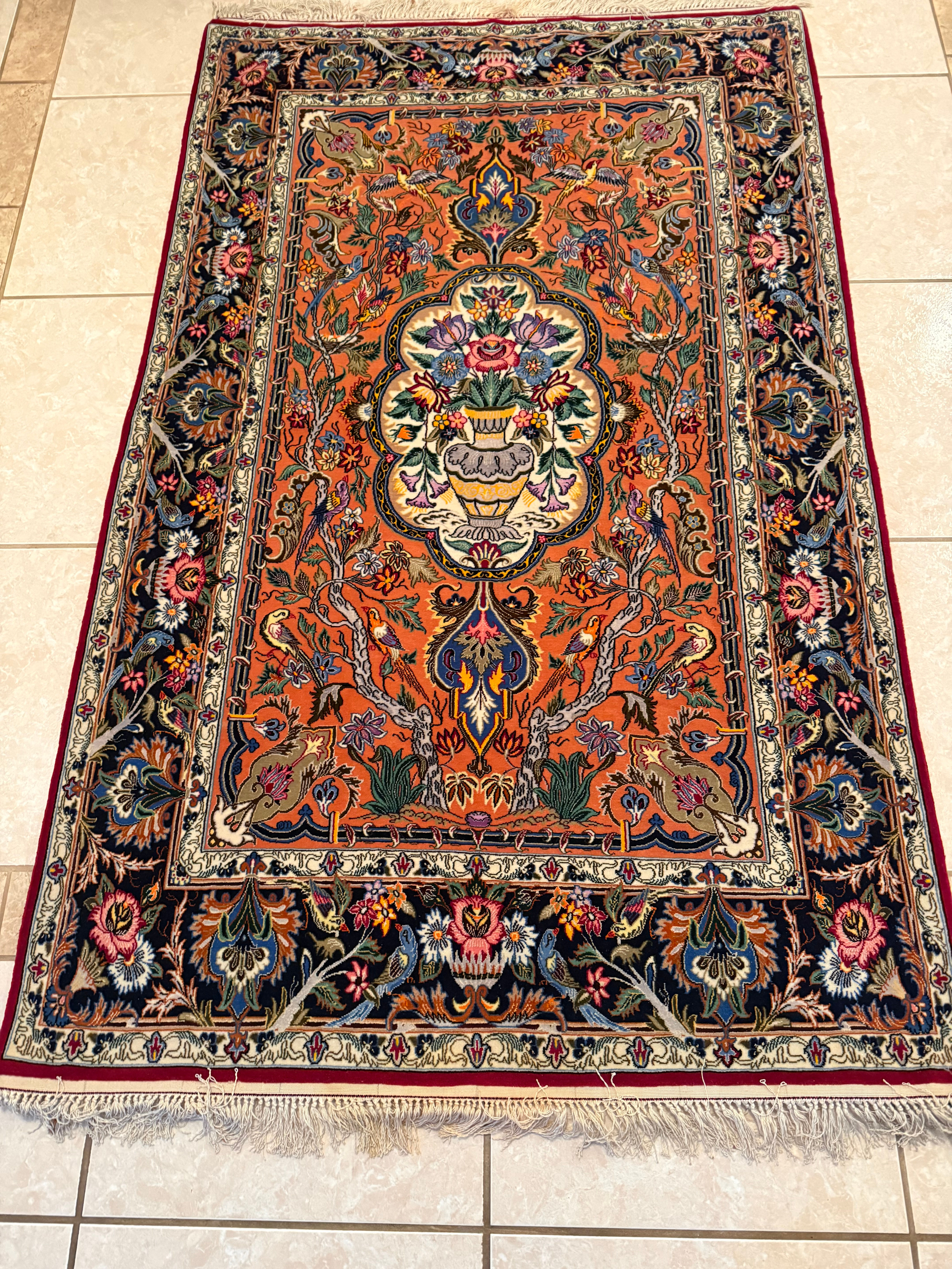 Persian Isfahan Rug 5'10" x 3'8" | Hand-Knotted Wool & Silk Floral Luxury Rug