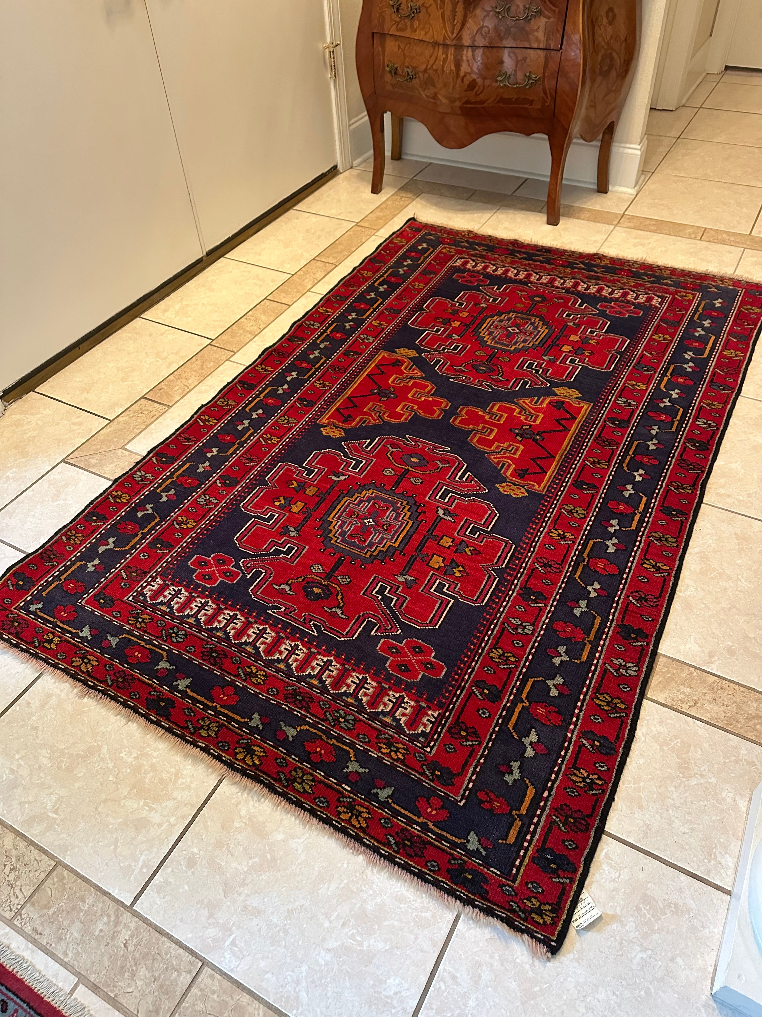Persian Geometric Shirvan Rug 7' x 4'4" | Handmade 100% Wool Traditional