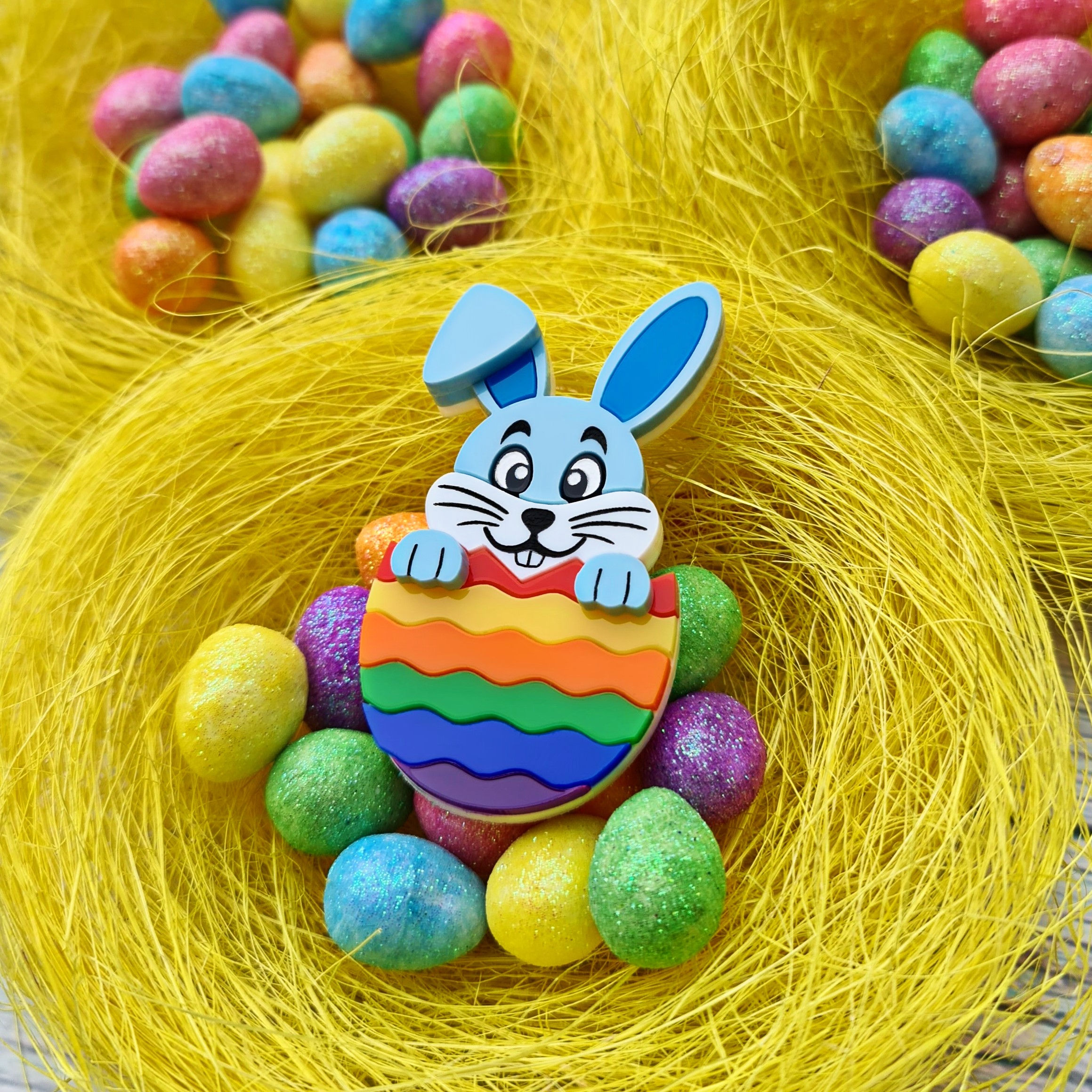 Blue Hatching Easter Bunny Brooch