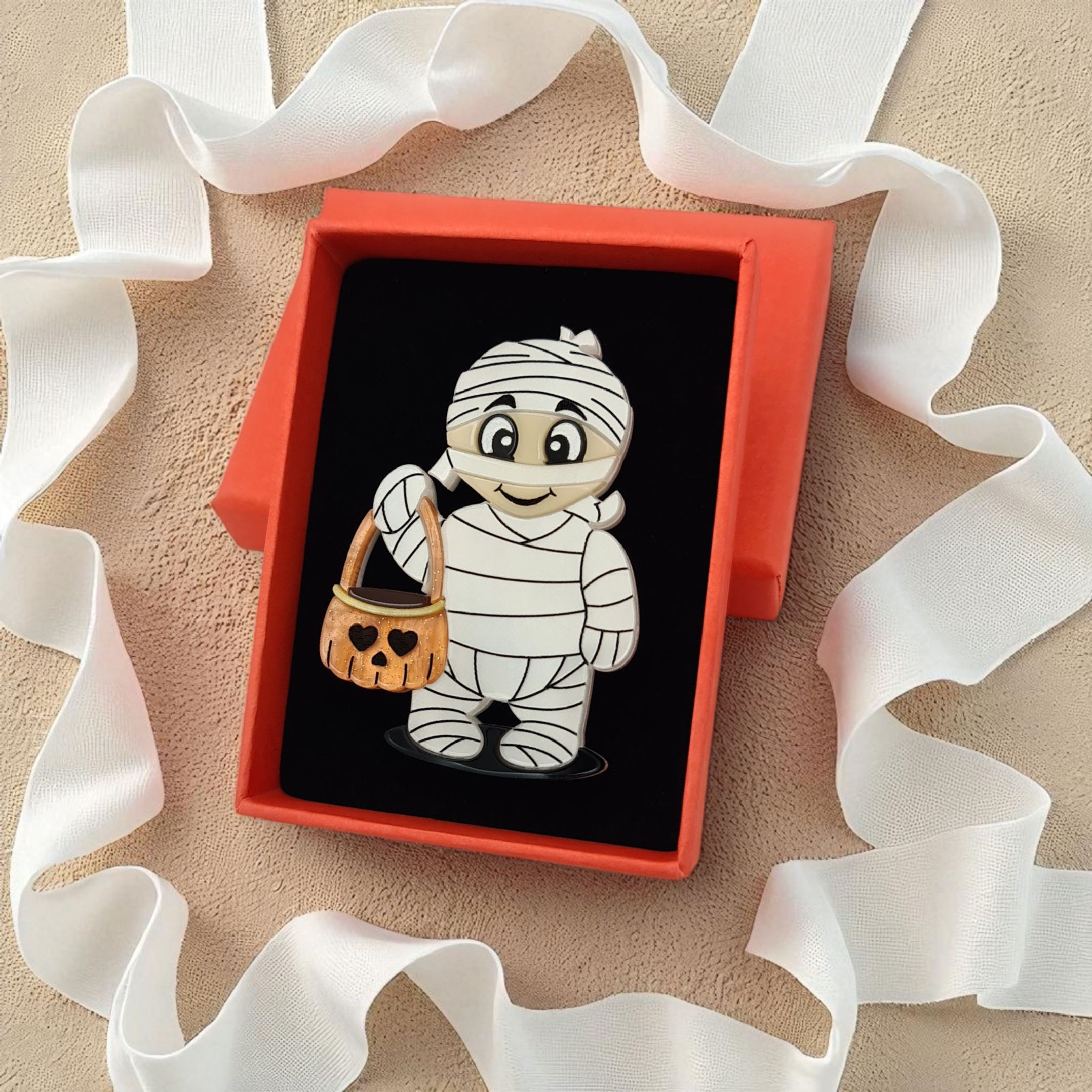Trick or Treating Mummy Brooch