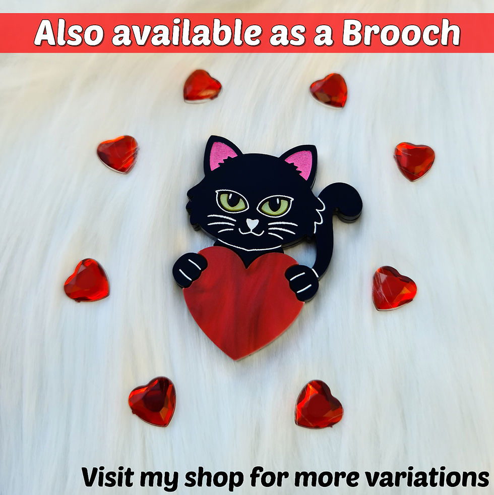 Miniatura: Black Cat Heart Stud Earrings