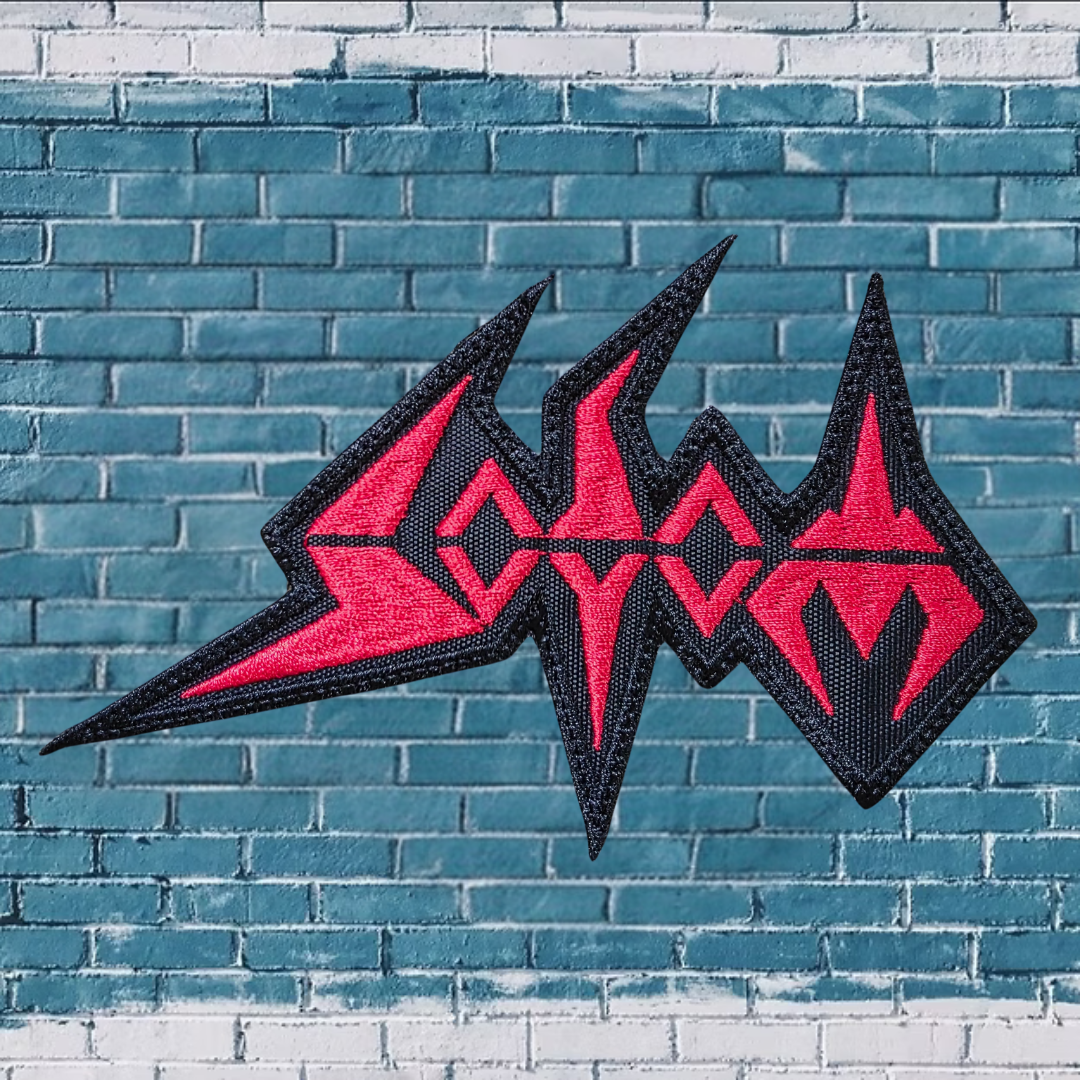 SODOM - Logo (white-red) EMBROIDERED PATCH