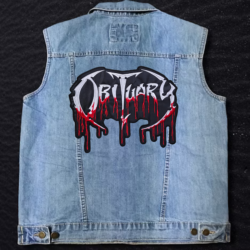 Thumbnail: OBITUARY - Logo (White-Silver) EMBROIDERED BACK PATCH