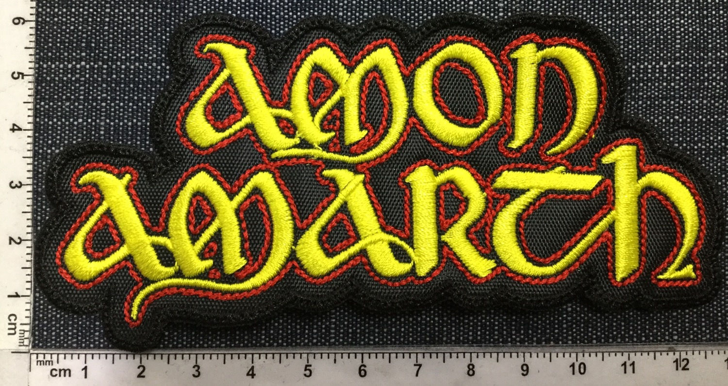 AMON AMARTH - Logo (Red/yellow)  SHAPED EMBROIDERED PATCH